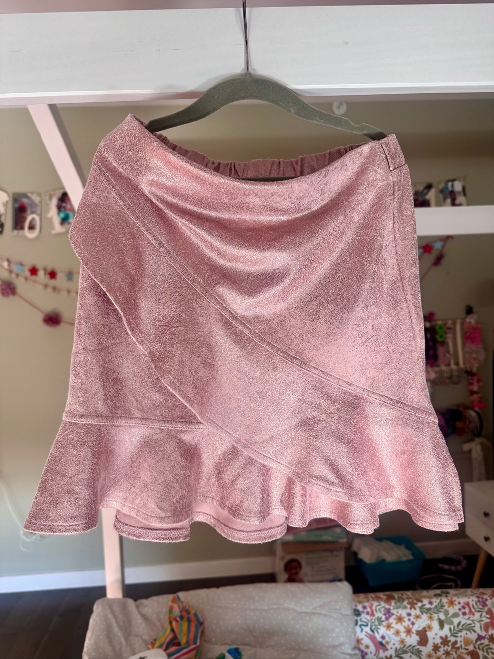Girls’ Pink Velvet Ruffle Hem Skirt Kidpik Size 10